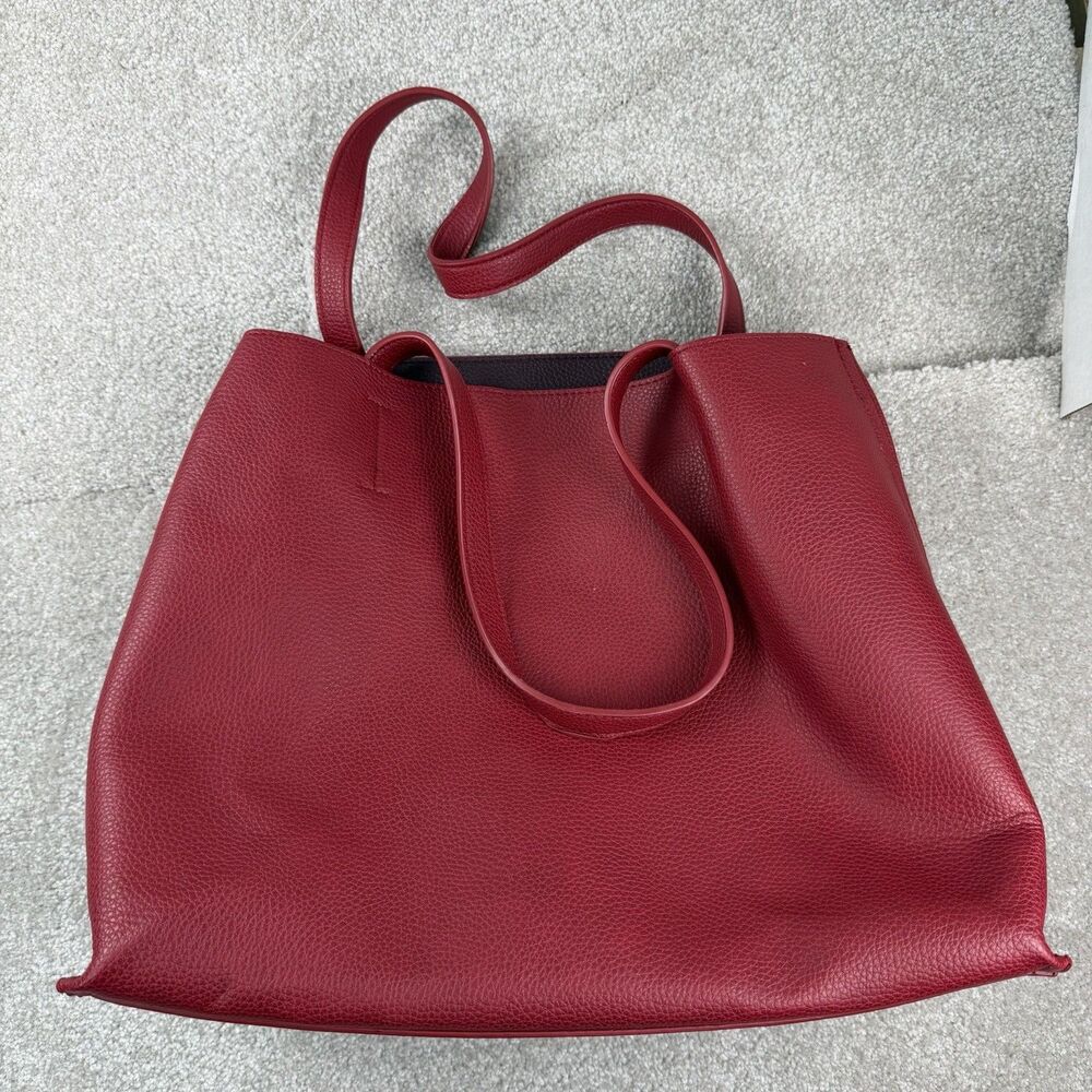 Street Level Red Faux Leather Large Tote with Wristlet